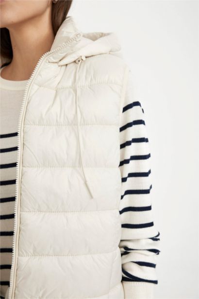 Дутый жилет водоотталкивающий с капюшоном с карманами