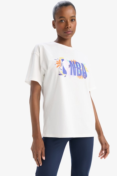 %100 Pamuk NBA Wordmark Oversıze Tişört
