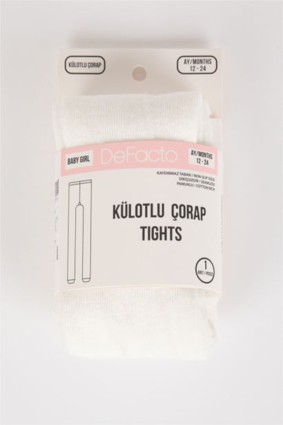 Basic Düz Kaydırmaz Taban Pamuklu Külotlu Çorap Kız Bebek