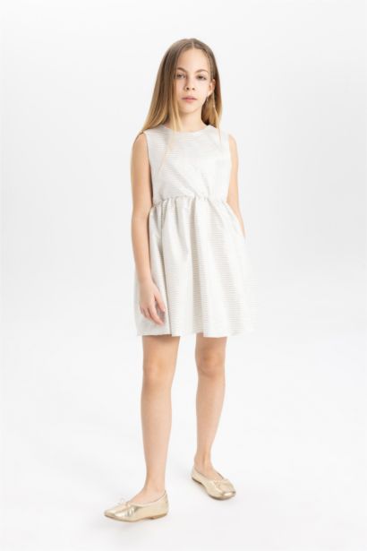 Robe Blanche Sans Manches pour Fille