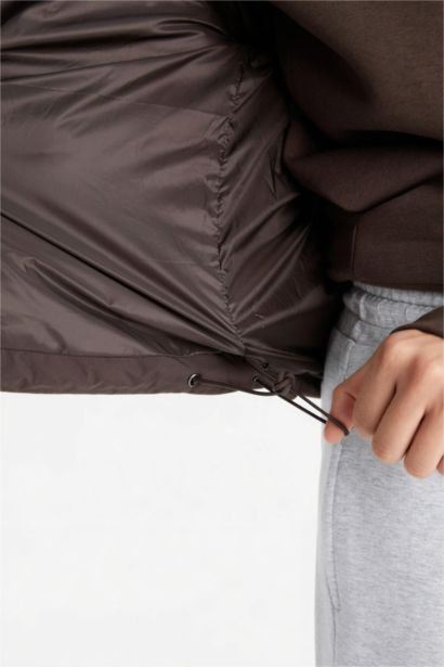 Su İtici Regular Fit Dik Yaka Reglan Kol Kışlık Şişme Mont