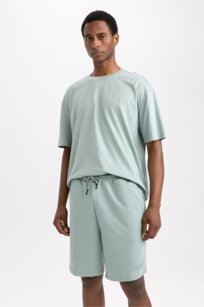 تي شيرت نص ردن اوفر سايز مطبوع بياخة مستديرة من DeFactoFit