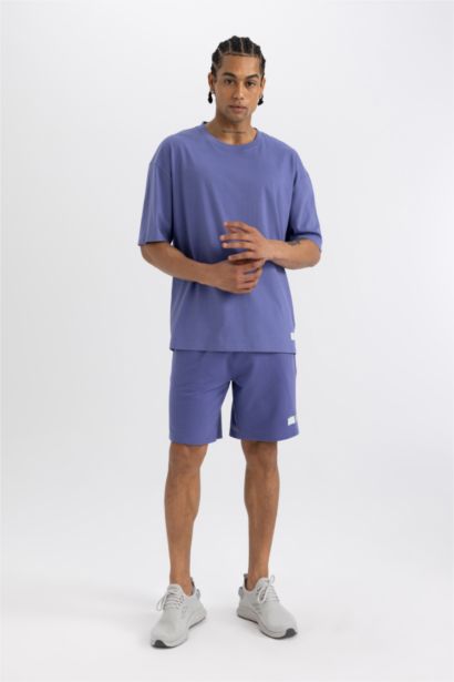 Slim Fit Dar Kesim Cepli Baskılı Sporcu Şort