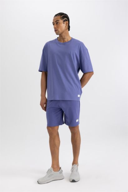 Slim Fit Dar Kesim Cepli Baskılı Sporcu Şort