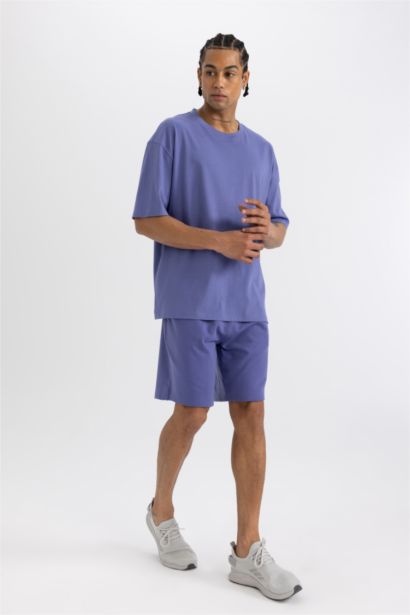 Slim Fit Dar Kesim Cepli Baskılı Sporcu Şort