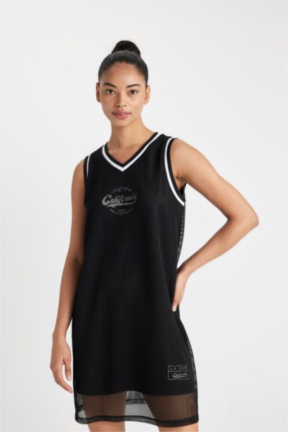 DeFactoFit V Yaka File Kolsuz Midi Elbise