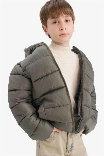 Boy Hooded Water Repellent Zip-Up Puffer Jacket