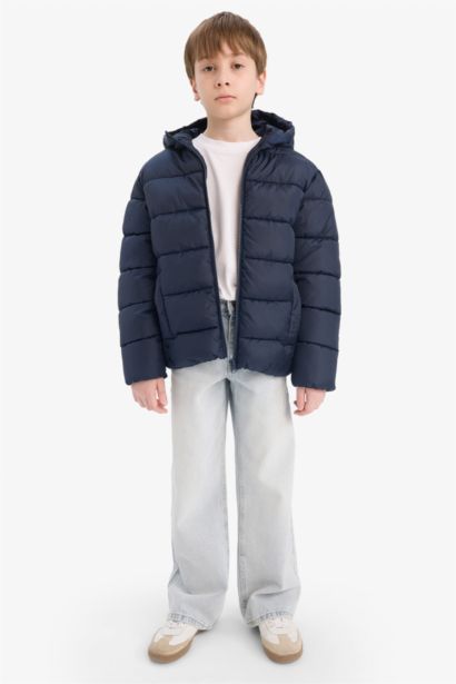 Boy Waterproof Hooded Zippered Puffer Jacket