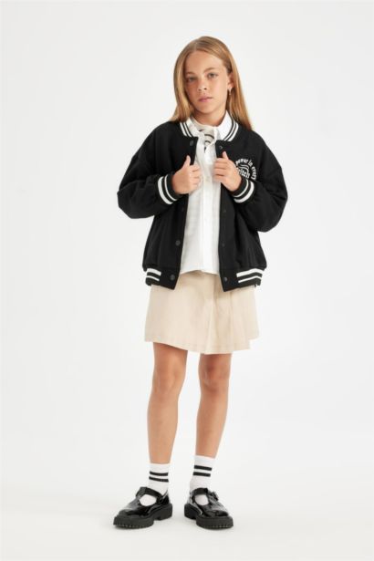 Girl Gabardine Pleated Shorts School Skirt