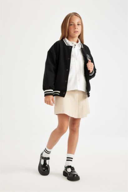 Girl Gabardine Pleated Shorts School Skirt