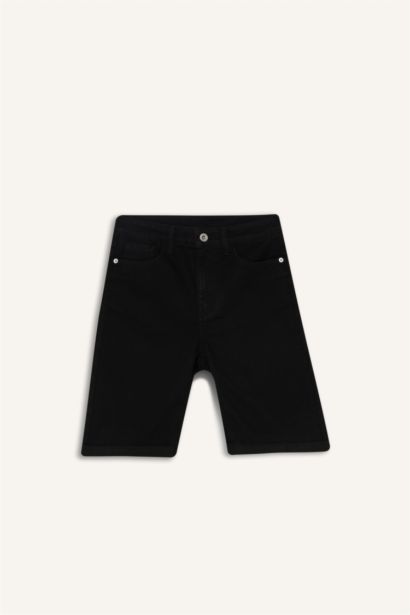 Normal Waist Folded Leg Denim Shorts