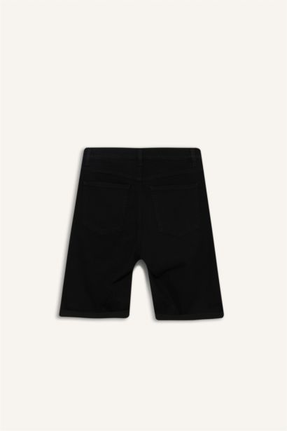 Normal Waist Folded Leg Denim Shorts