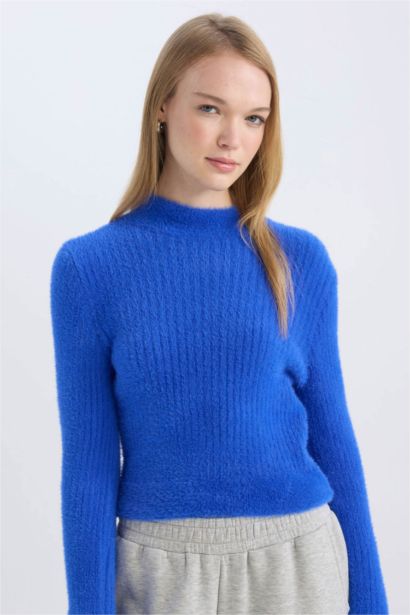 Regular Fit Half Turtleneck Knitted Pullover