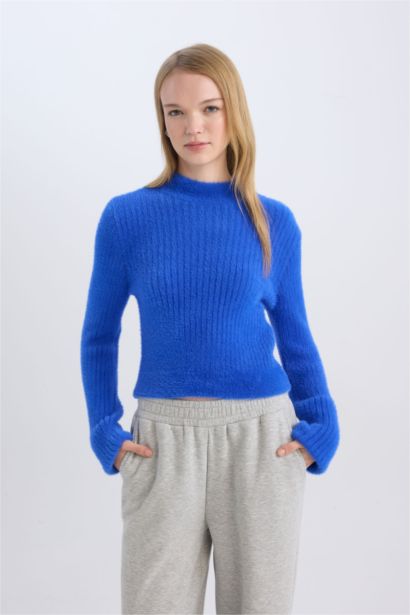 Regular Fit Half Turtleneck Knitted Pullover