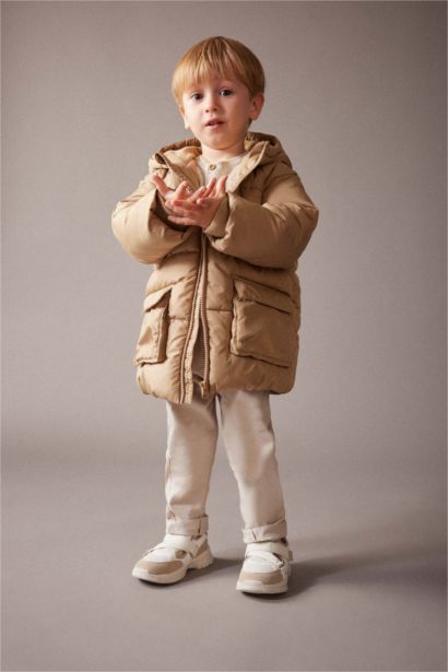 Baby Boy Hooded Fleece Lined Puffer Jacket