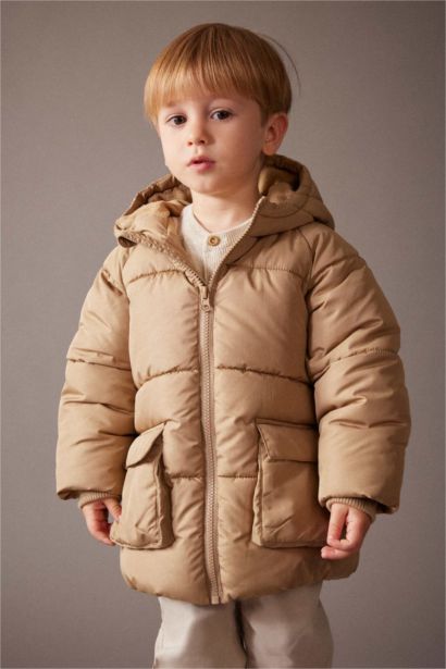 Baby Boy Hooded Fleece Lined Puffer Jacket