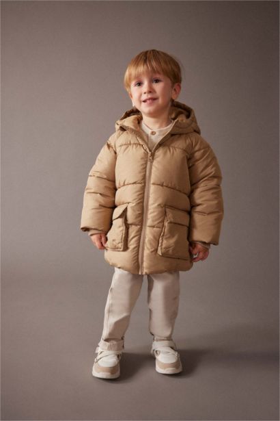 Baby Boy Hooded Fleece Lined Puffer Jacket
