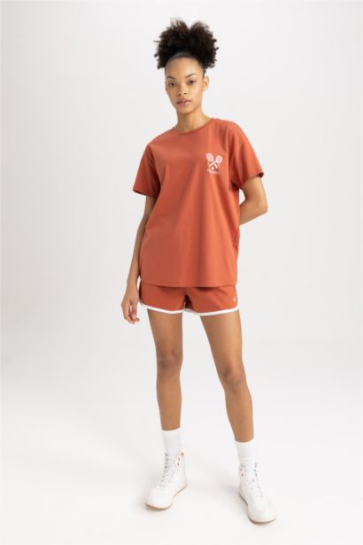 Oversize Fit Slogan Printed Sports T-Shirt