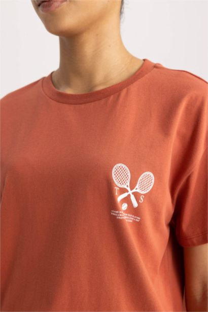 Oversize Fit Slogan Printed Sports T-Shirt