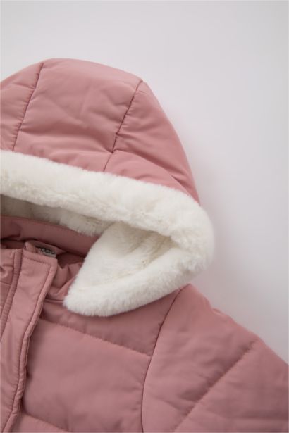 Baby Girl Hooded Plush Puffer Jacket