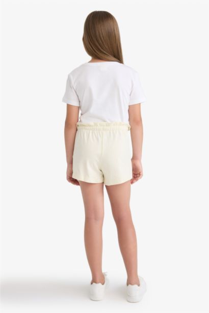 شورت بناتي قماش خفيف مطبوع وخصر مطاطي