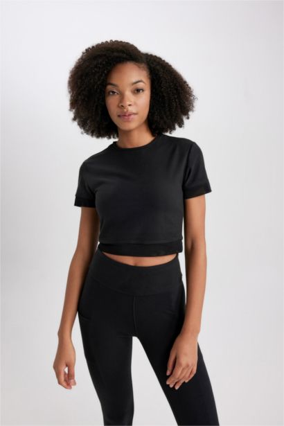 DeFactoFit Crop Crew Neck Sports T-Shirt
