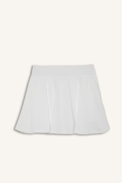 Standard Fit Straight Waist White Mini Skirt