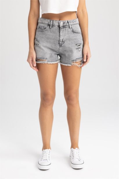 Short en jean Taille Normale à longueur raccourcie