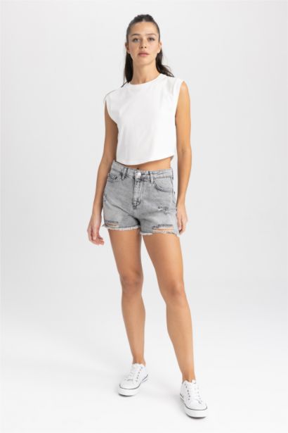 Short en jean Taille Normale à longueur raccourcie