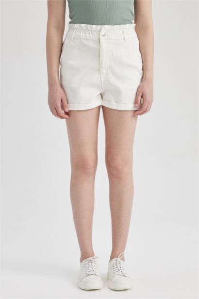 Paperbag Fit Denim High waist Shorts