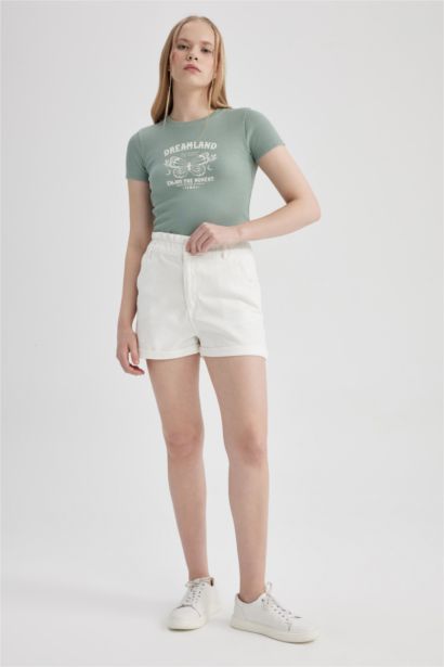 Paperbag Fit Denim High waist Shorts