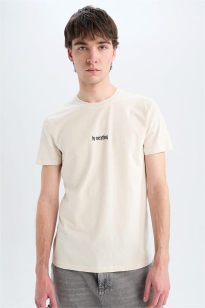 Slim Fit Crew Neck Printed Cotton T-Shirt