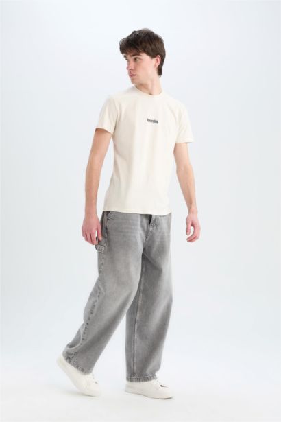 Slim Fit Crew Neck Printed Cotton T-Shirt