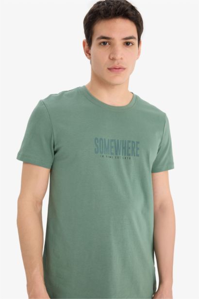 Slim Fit Crew Neck Printed Cotton T-Shirt