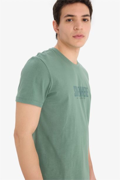 Slim Fit Crew Neck Printed Cotton T-Shirt