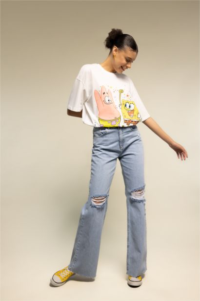 تي شيرت أوفر سايز مطبوع من سبونج بوب