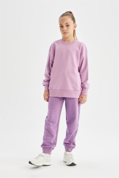 Girl Relax Fit Crew Neck Basic School Sweatshirt