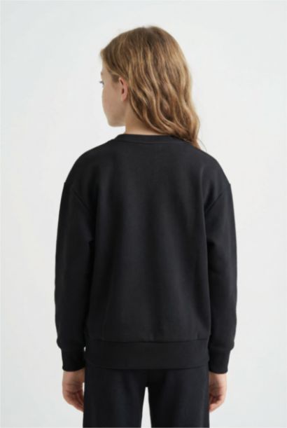 Girl Relax Fit Crew Neck Basic Sweatshirt