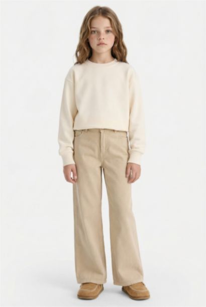 Girl Relax Fit Crew Neck Basic Sweatshirt