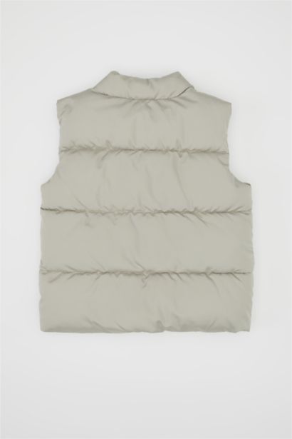 Boy Stand Collar Snap Closure Puffer Vest