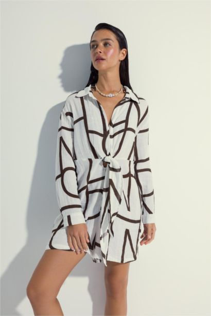 Fall in Love Regular Fit Printed Cotton Beach Dress