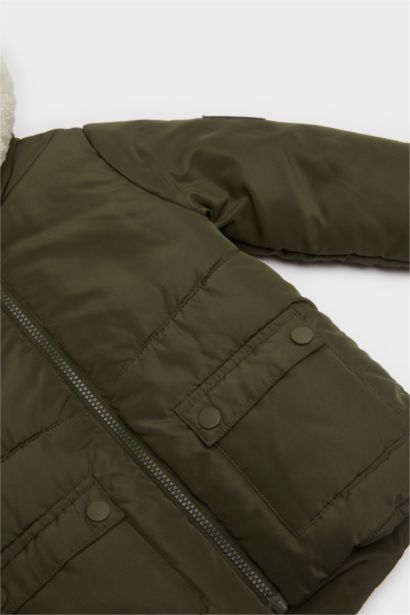 Baby Boy Waterproof Plush Lined Hooded Puffer Jacket