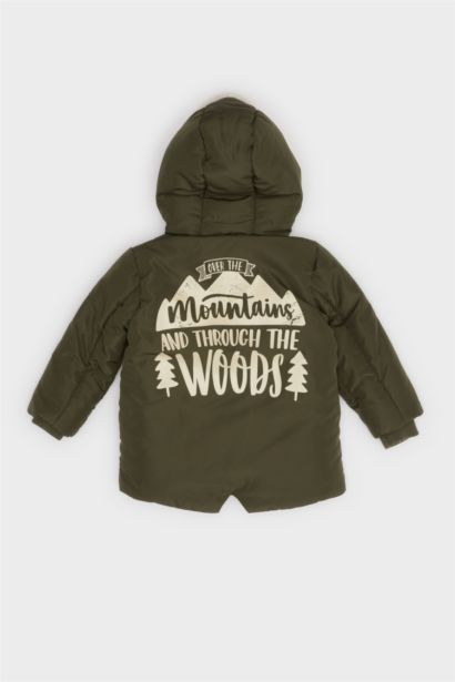 Baby Boy Waterproof Plush Lined Hooded Puffer Jacket