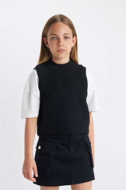 Gilet en tricot à col rond Coupe Régulière pour fille