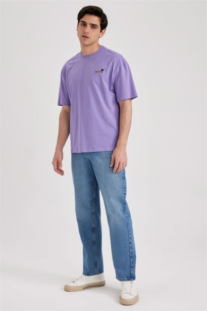 Футболка комфортного кроя с принтом из 100% хлопка