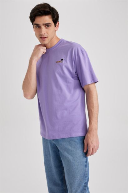 Футболка комфортного кроя с принтом из 100% хлопка