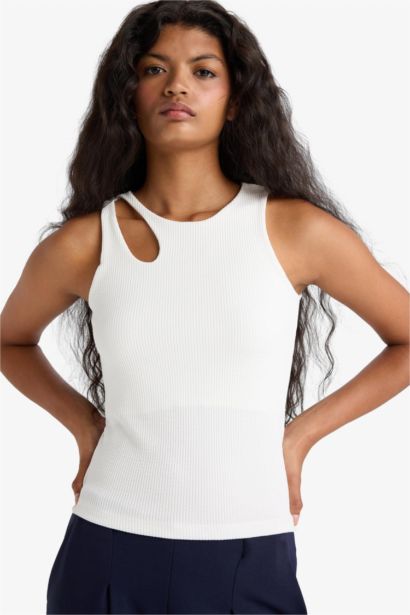 Débardeur côtelé à col rond Coupe ajustée