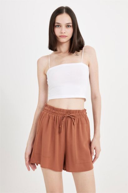 Regular Fit Regular Waist Straight Leg Crinkle Shorts