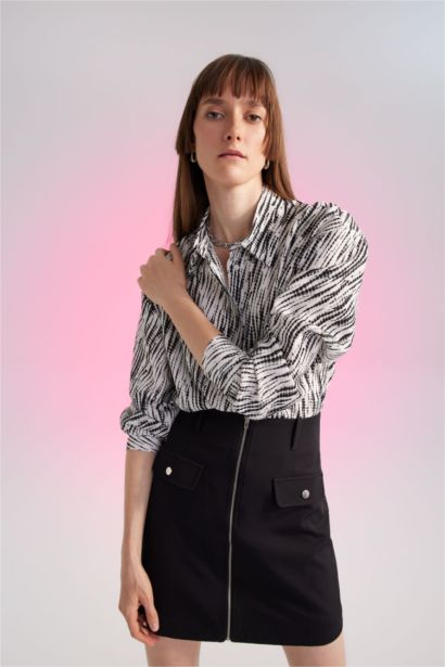 قميص كم طويل اوفر سايز بياقة قميص