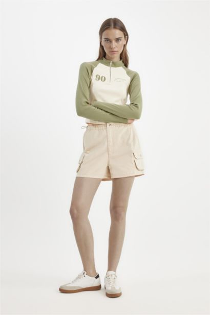 Regular Fit Normal Waist Short Gabardine Shorts